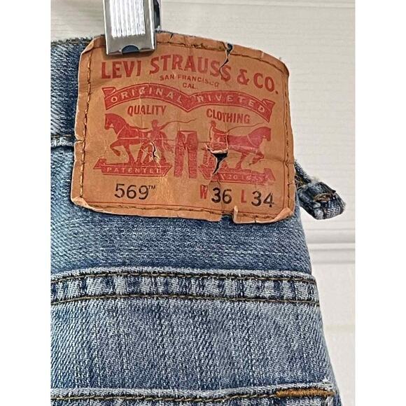 Levi’s 569 Men’s 36/34 distressed medium blue - Picture 3 of 14